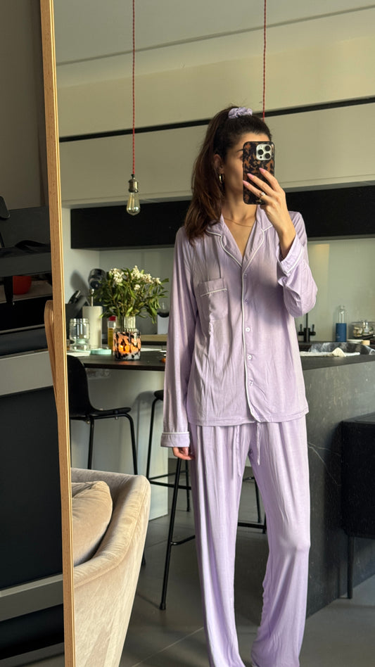 סט פיג׳מה סגולה - ארוכה