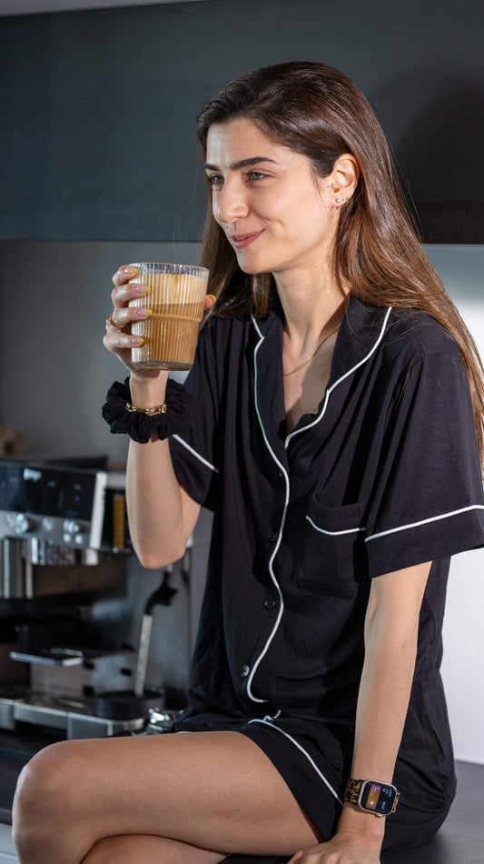 סט פיג'מה - שרוולים קצרים, מכנסיים קצרים