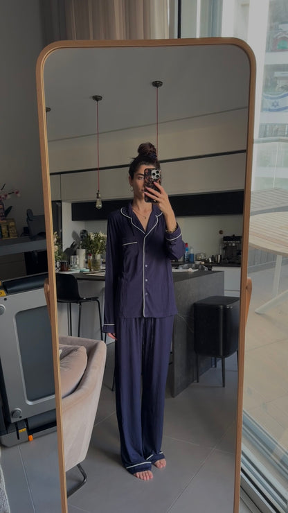 סט פיג׳מה כחולה - ארוכה