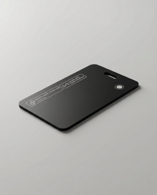 Black phone case with text on a gray background